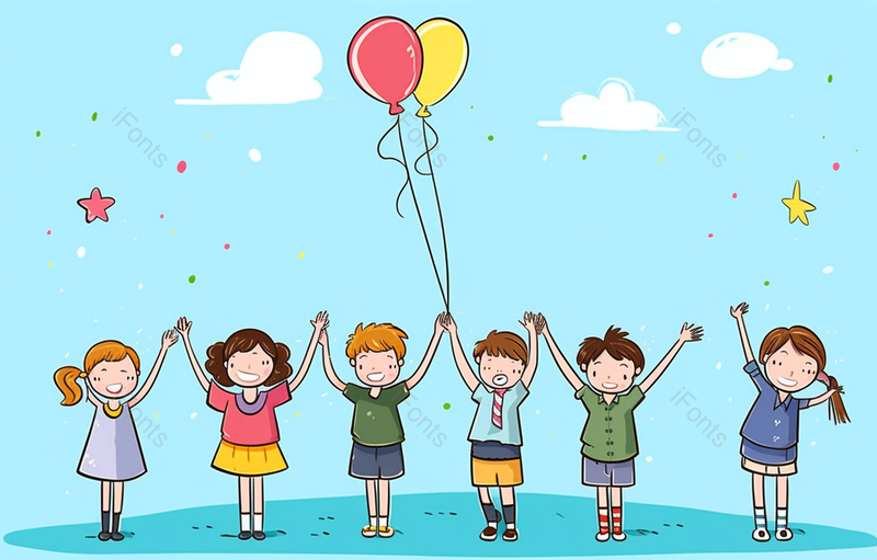 一群小学生们正在庆祝即将到来的儿童,插画/手绘图,插画/手绘图库,插画/手绘图下载,插画/手绘